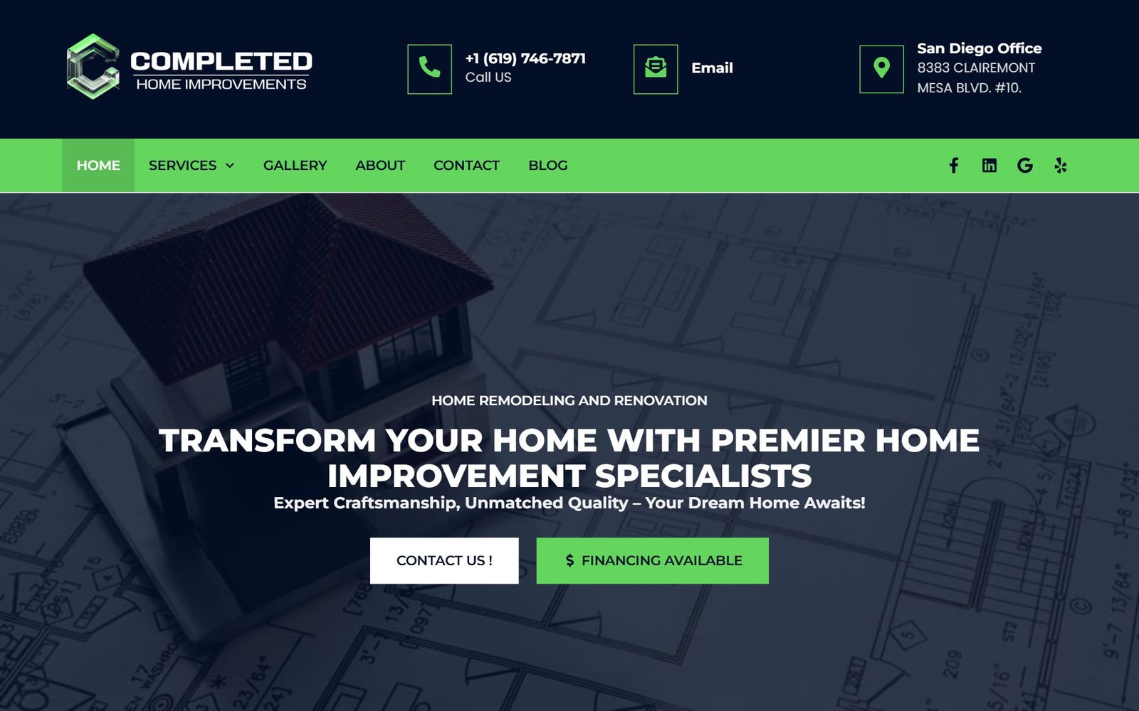 Completed website preview